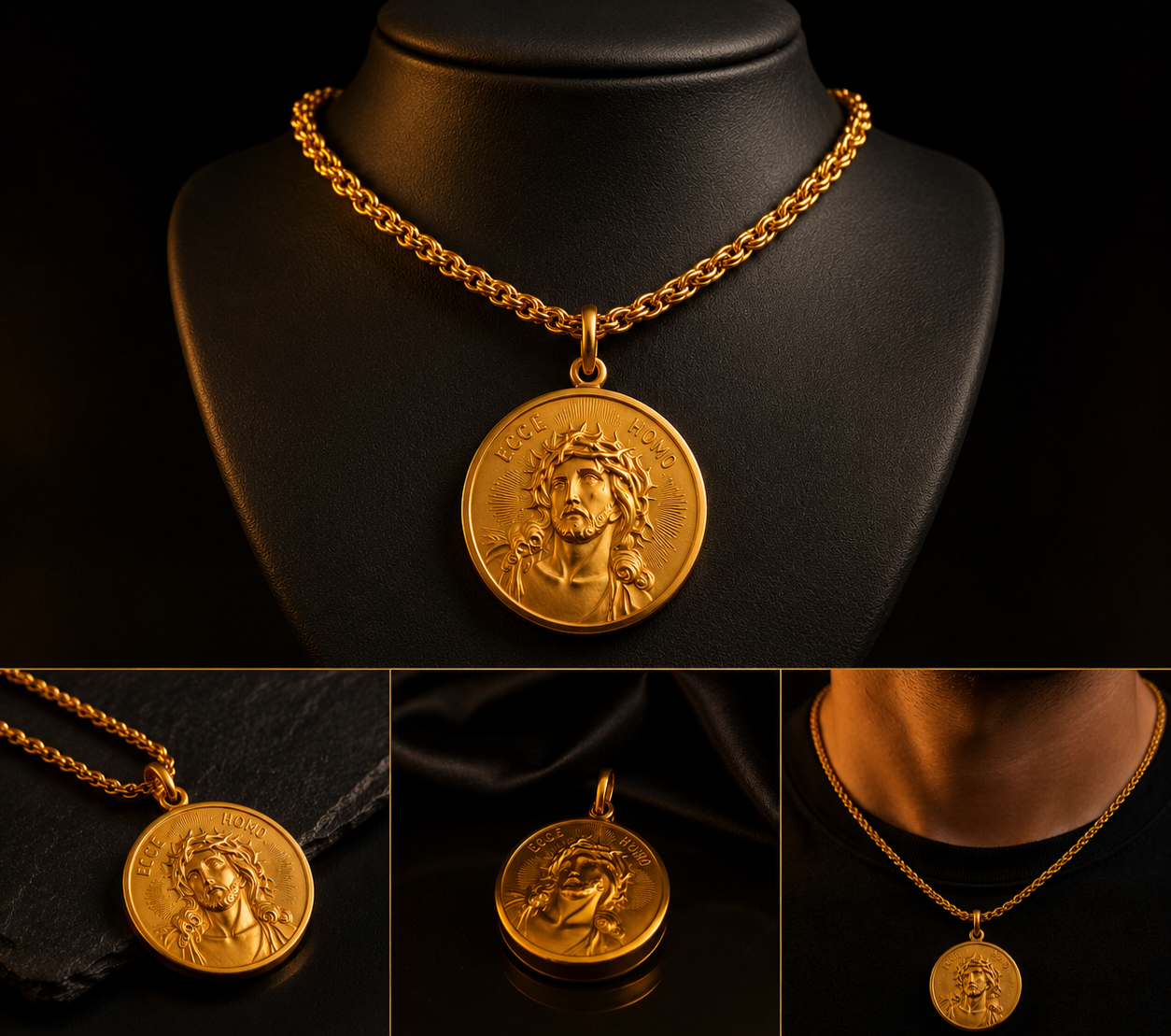 Medalha cara de cristo em relevo Ourivesaria Carlos Alberto