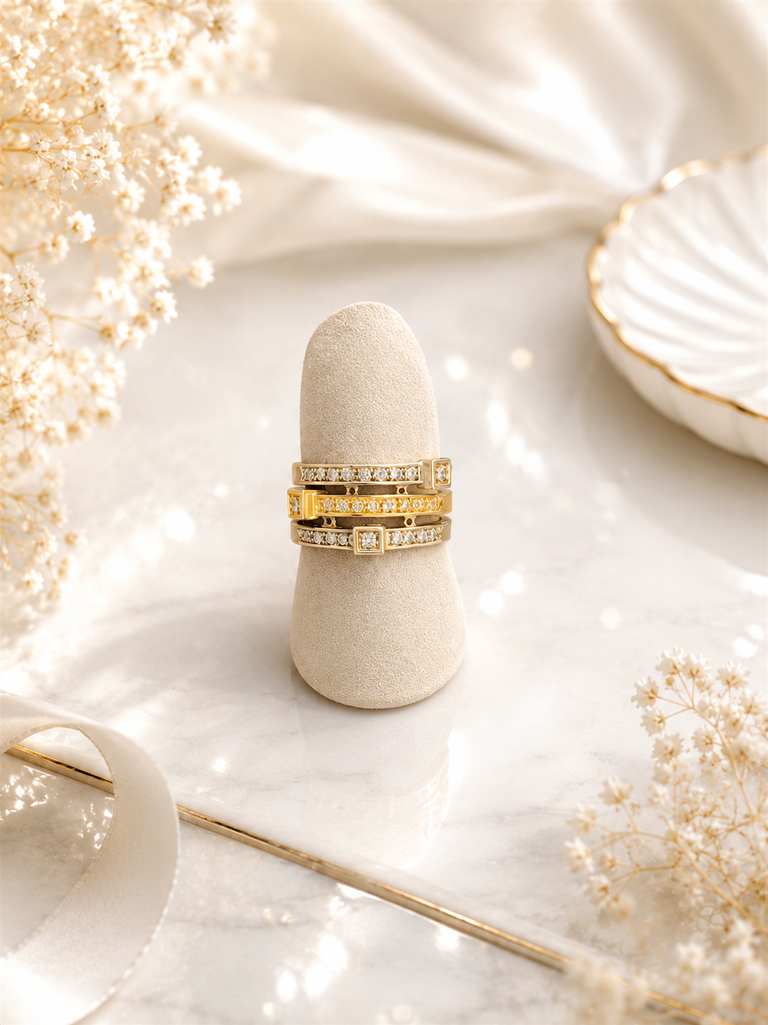 Anel em ouro branco e ouro amarelo com diamantes Ourivesaria Carlos Alberto