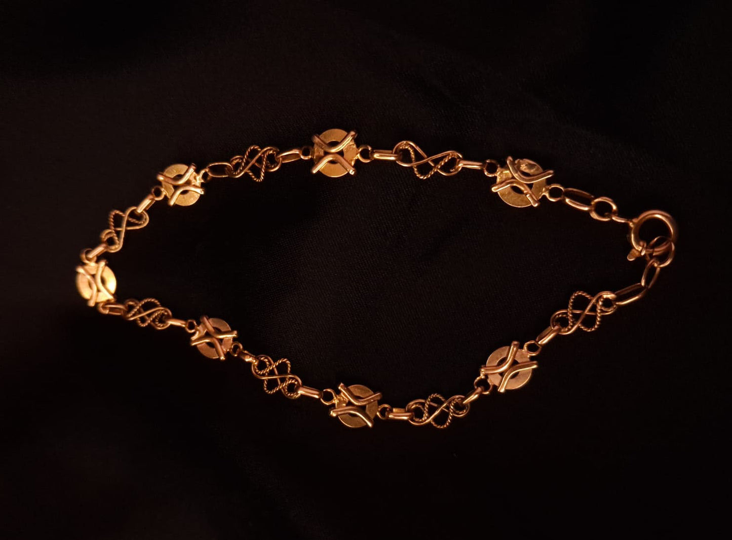 Pulseira elos e chapinhas Ourivesaria Carlos Alberto