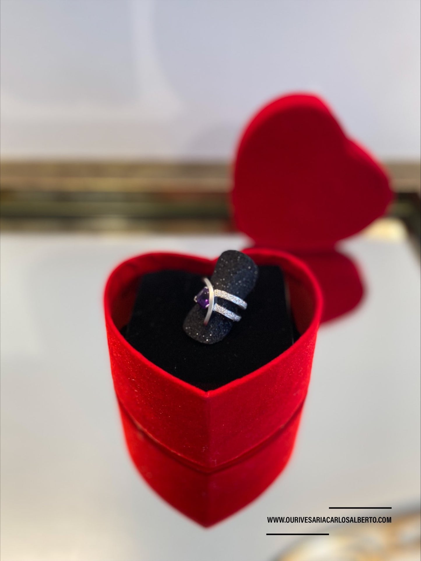 Anel em ouro branco com diamantes Ourivesaria Carlos Alberto