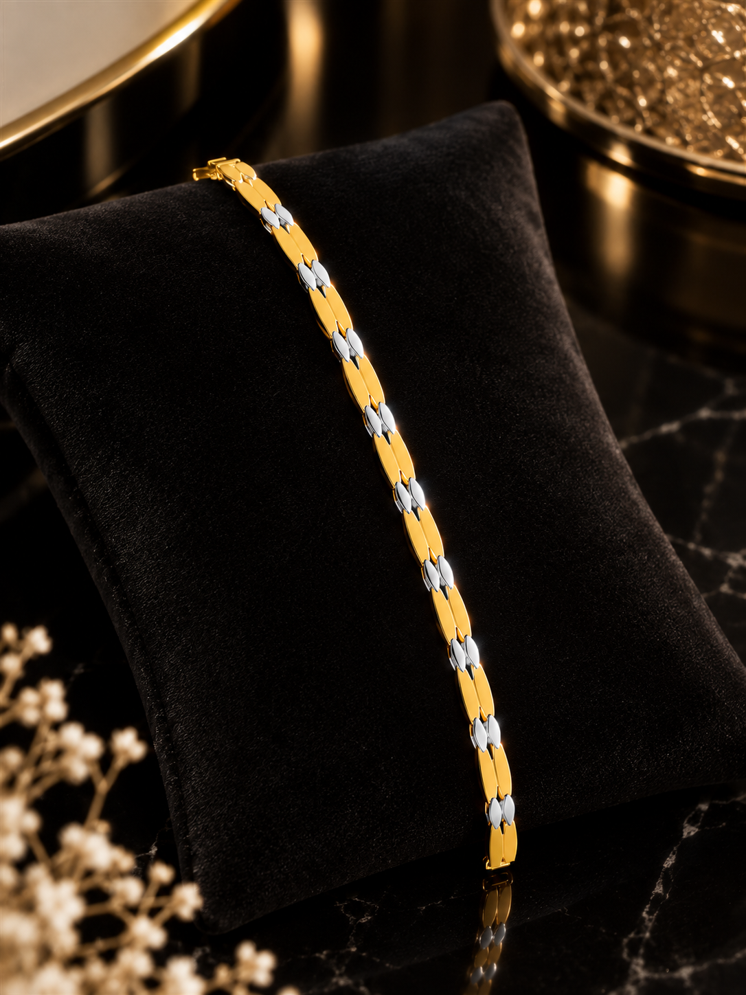 Pulseira em ouro branco e amarelo Ourivesaria Carlos Alberto