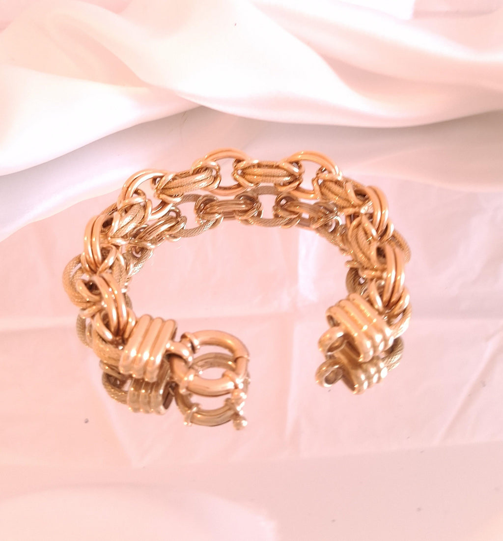 Pulseira aos elos polidos e rugosos Ourivesaria Carlos Alberto