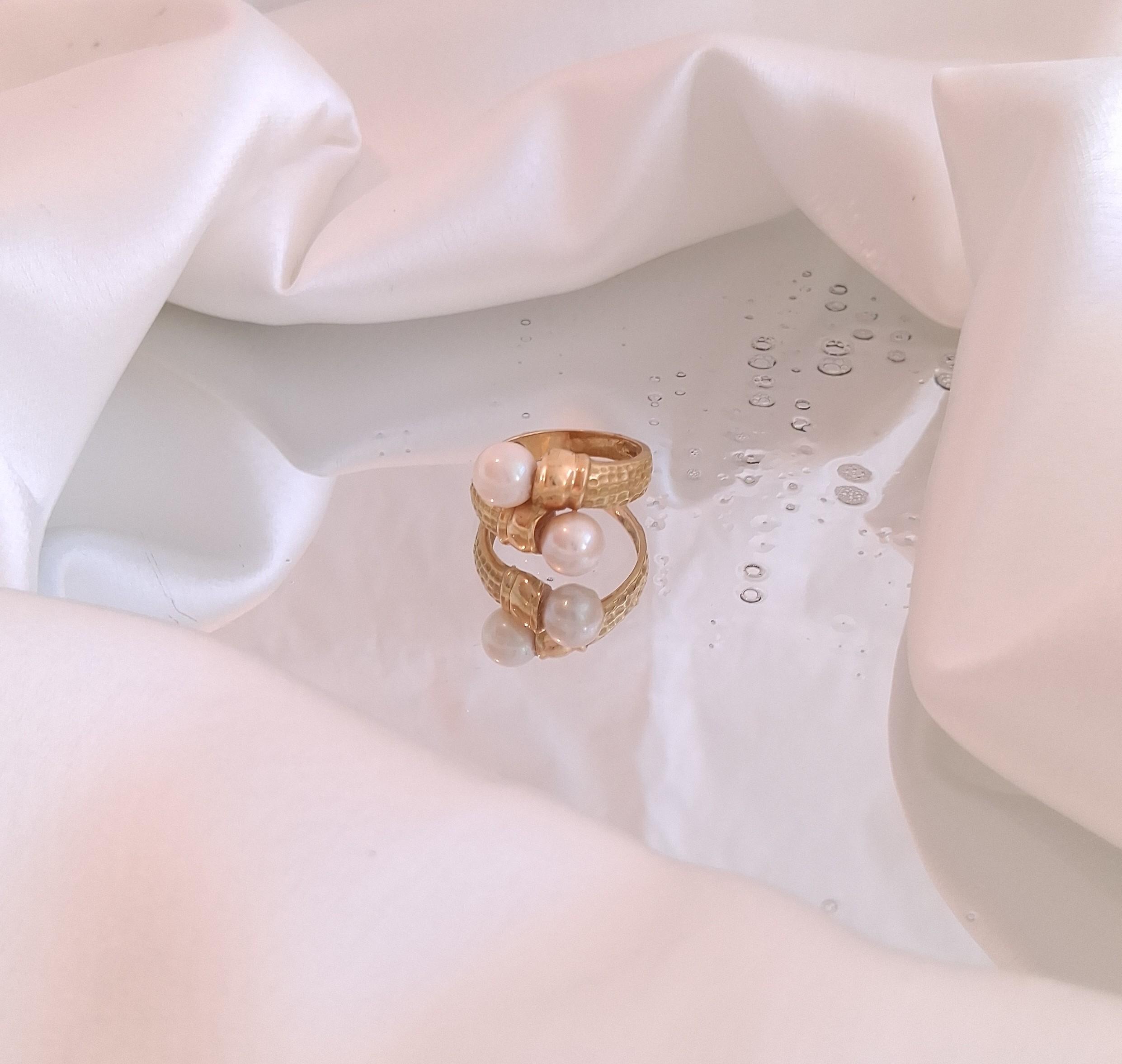 Anel com duas pérolas Ourivesaria Carlos Alberto