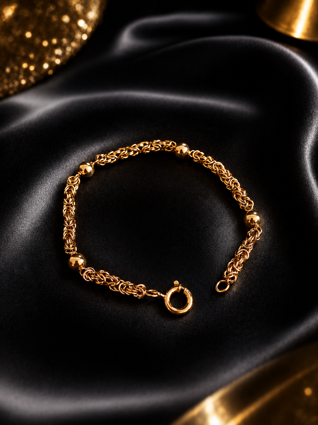 Pulseira birolinha com bolas de ouro Ourivesaria Carlos Alberto