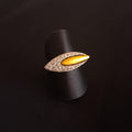 Anel ouro branco e amarelo com diamantes Ourivesaria Carlos Alberto