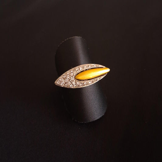 Anel ouro branco e amarelo com diamantes Ourivesaria Carlos Alberto