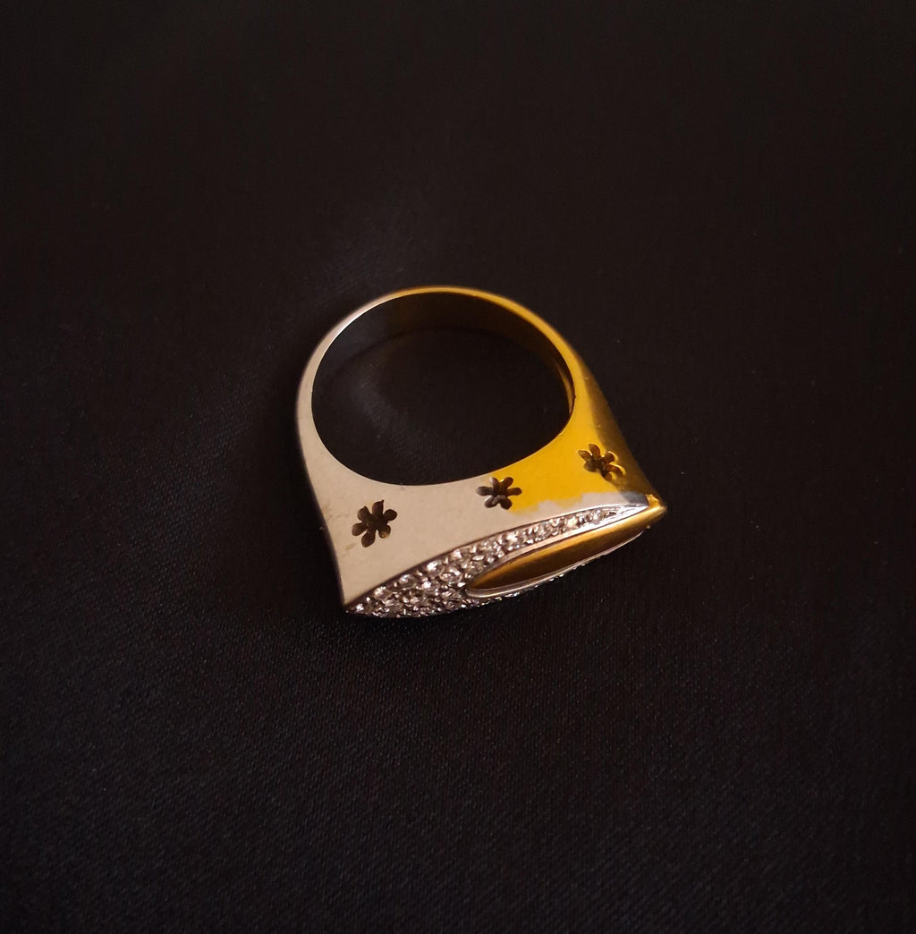 Anel ouro branco e amarelo com diamantes Ourivesaria Carlos Alberto