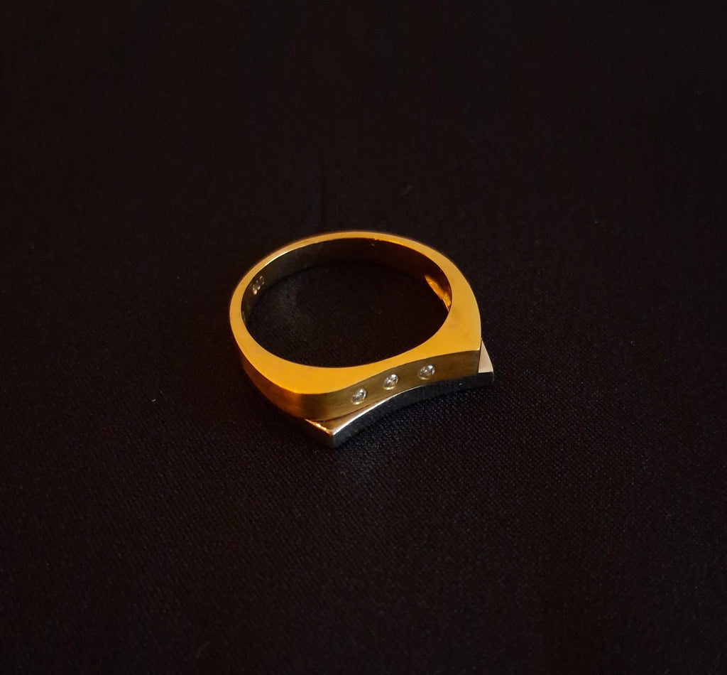 Anel em ouro amarelo e branco Ourivesaria Carlos Alberto