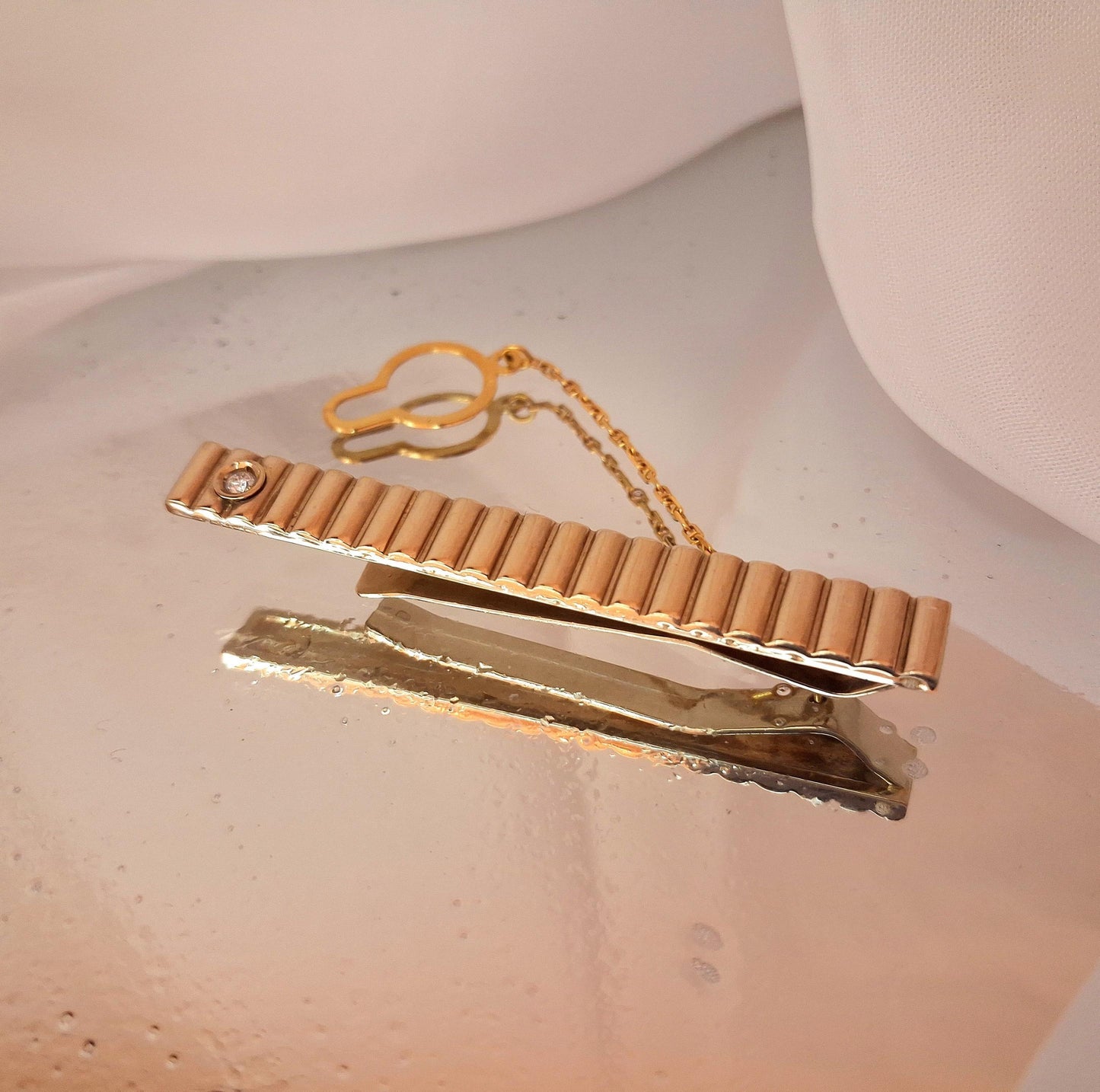 Mola de gravata com diamante Ourivesaria Carlos Alberto