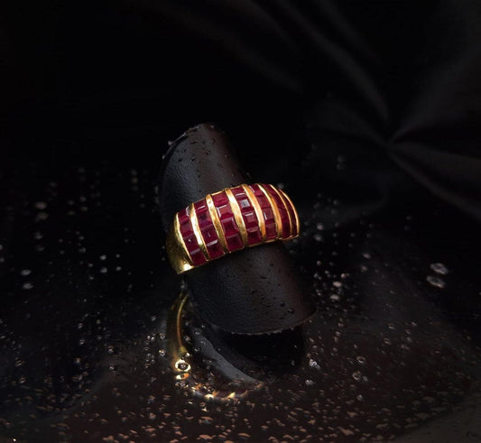 Anel Ouro e pedras rosa Ourivesaria Carlos Alberto