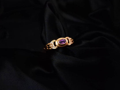 Anel com pedras brancas e lilás Ourivesaria Carlos Alberto