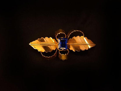 Alfinete de peito com pedra azul Ourivesaria Carlos Alberto