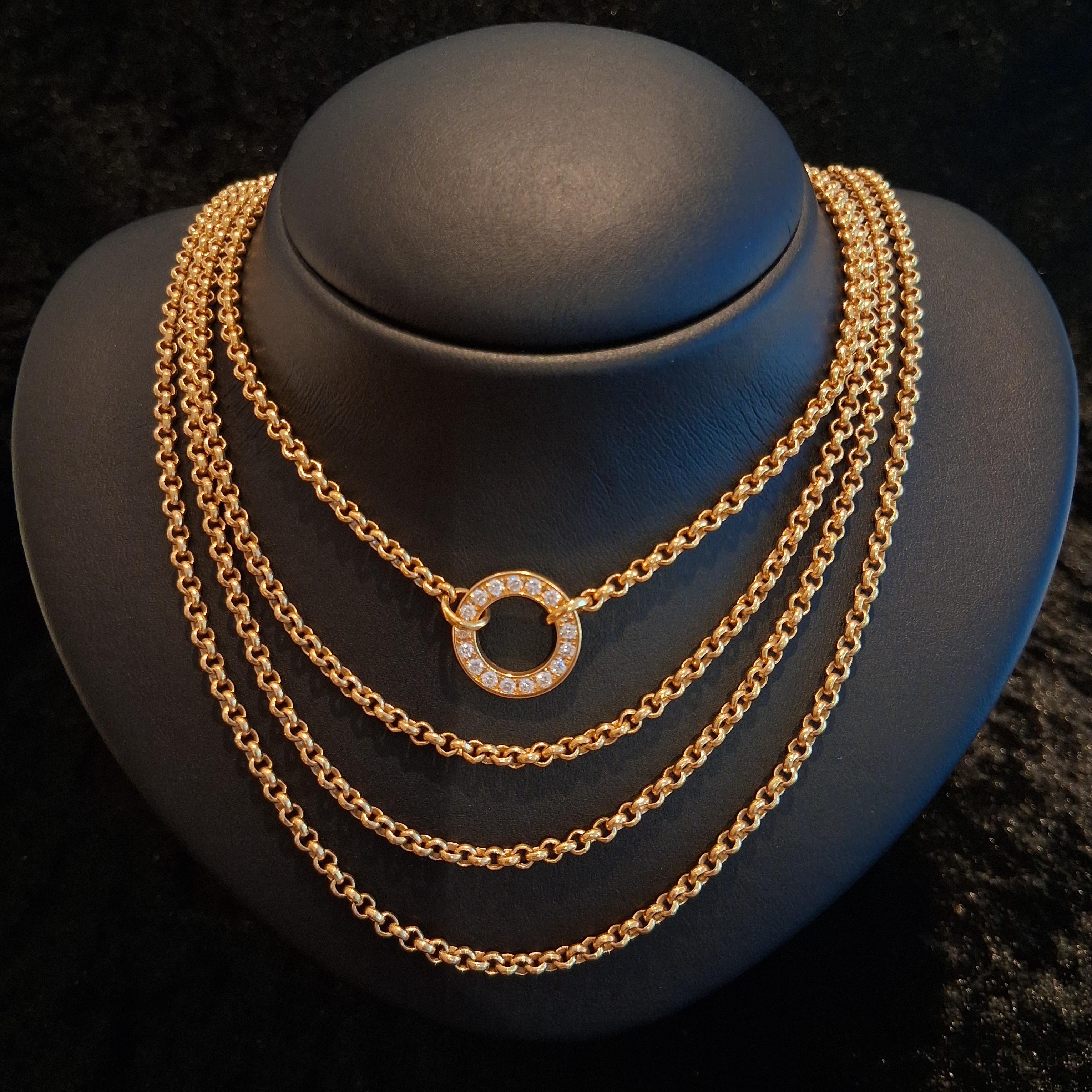 Cordão ouro c/ aro com pedras brancas Ourivesaria Carlos Alberto