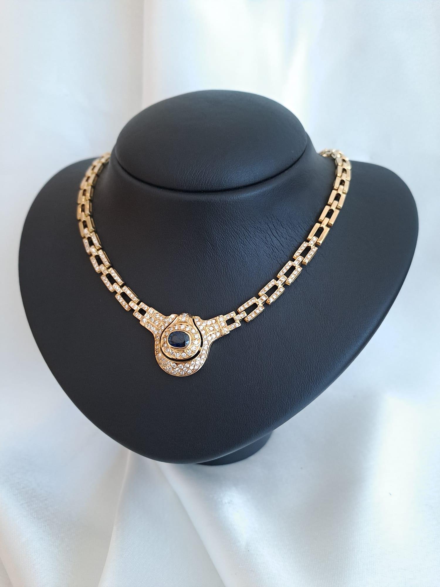 Gargantilha com diamantes e pedra azul Ourivesaria Carlos Alberto