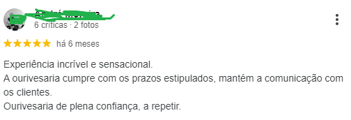 Feedback Ourivesaria Carlos Alberto