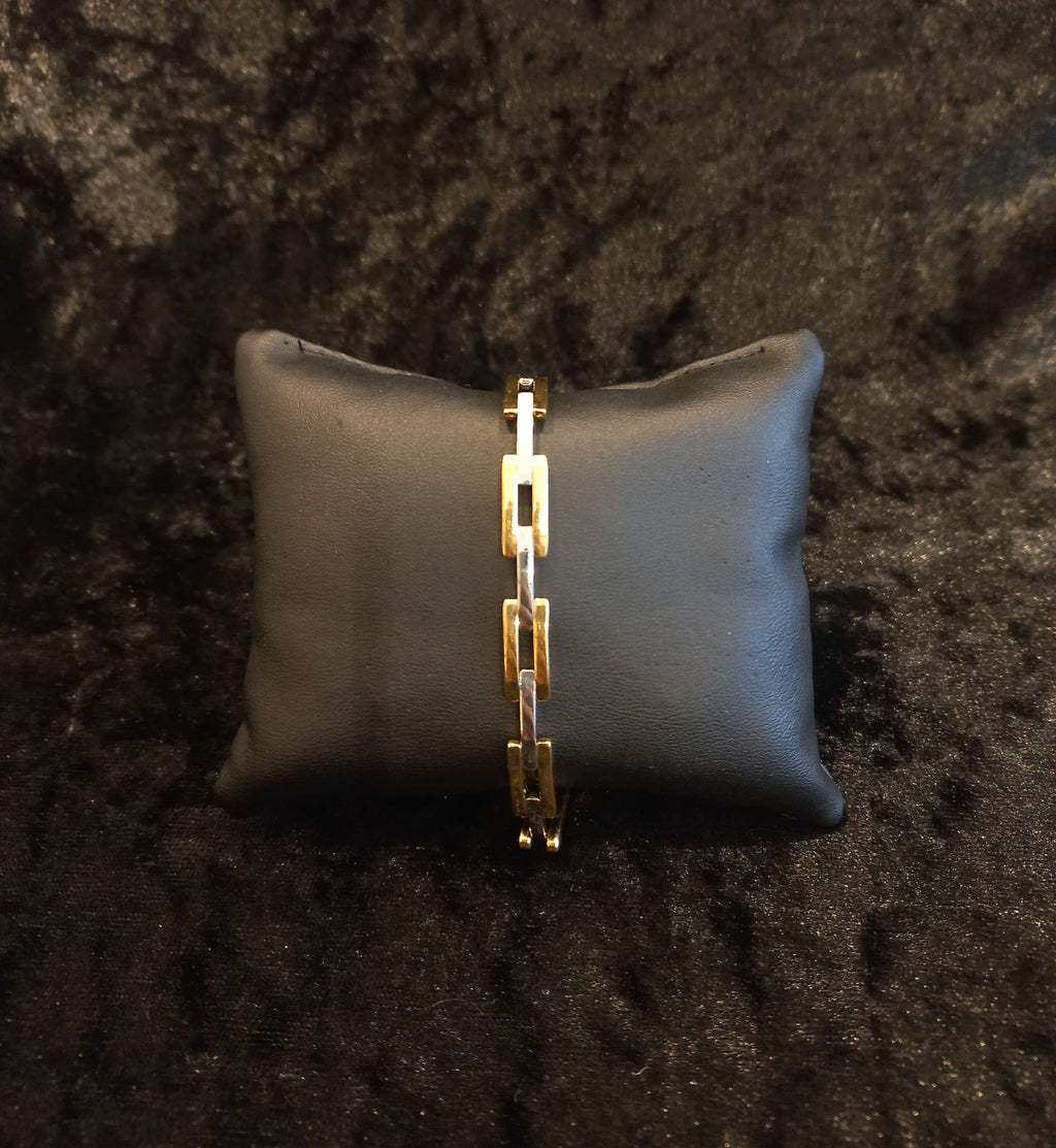 Pulseira elos em ouro branco e amarelo