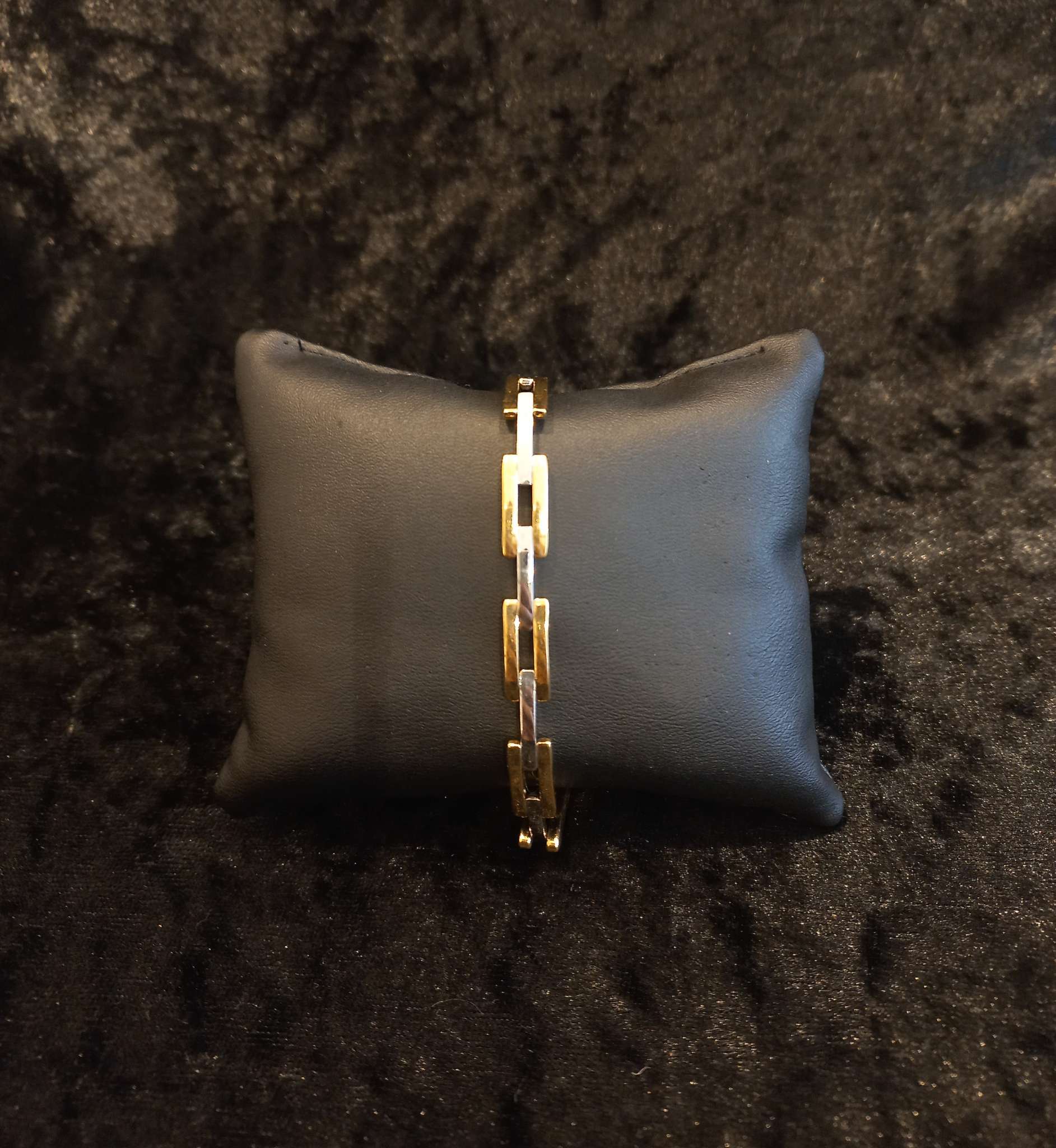 Pulseira elos em ouro branco e amarelo