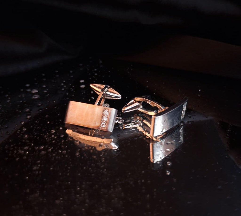 Botões de punho em ouro branco c/diamante Ourivesaria Carlos Alberto