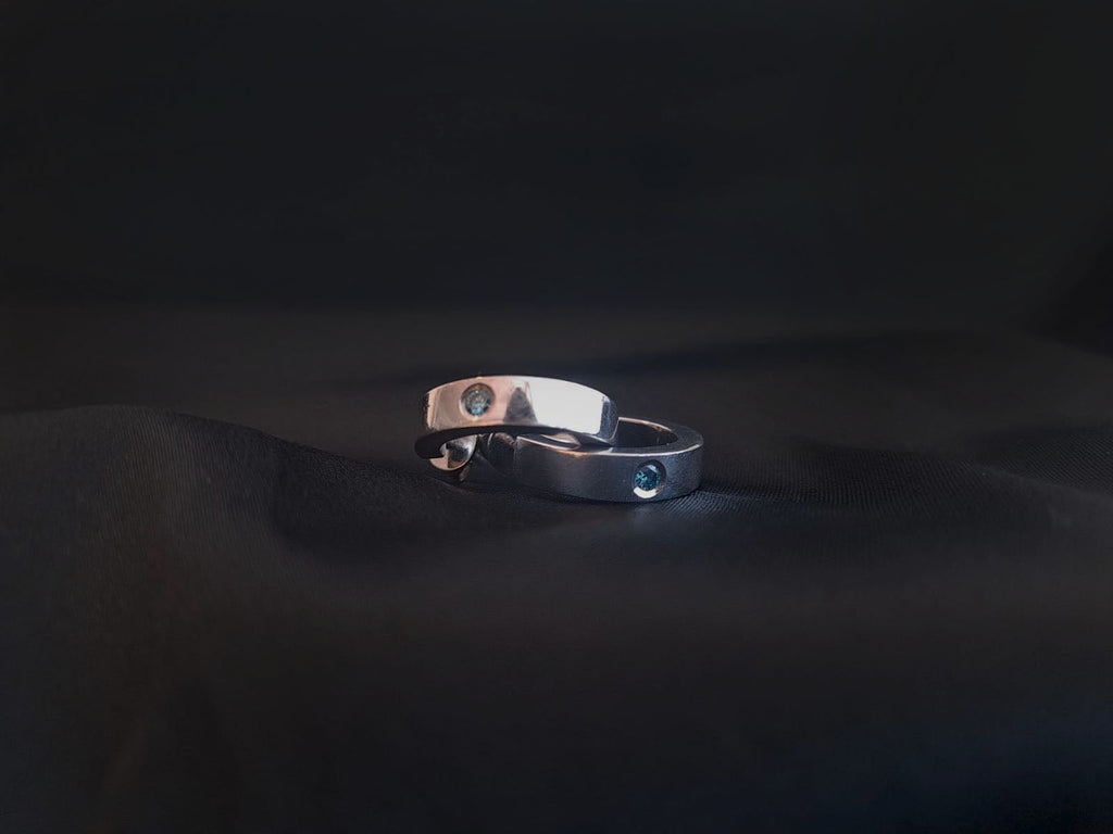 Tornilhos Ouro Branco com pedras azuis Ourivesaria Carlos Alberto