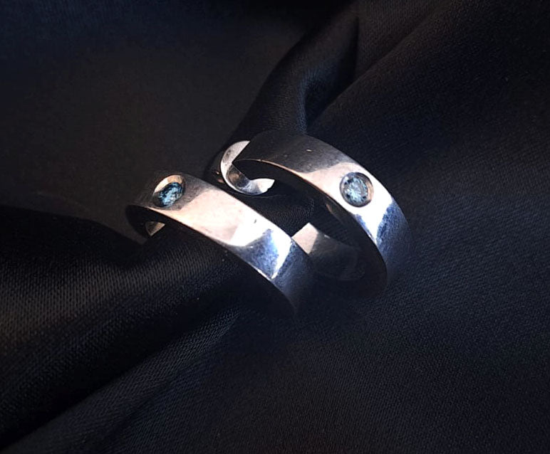 Tornilhos Ouro Branco com pedras azuis Ourivesaria Carlos Alberto