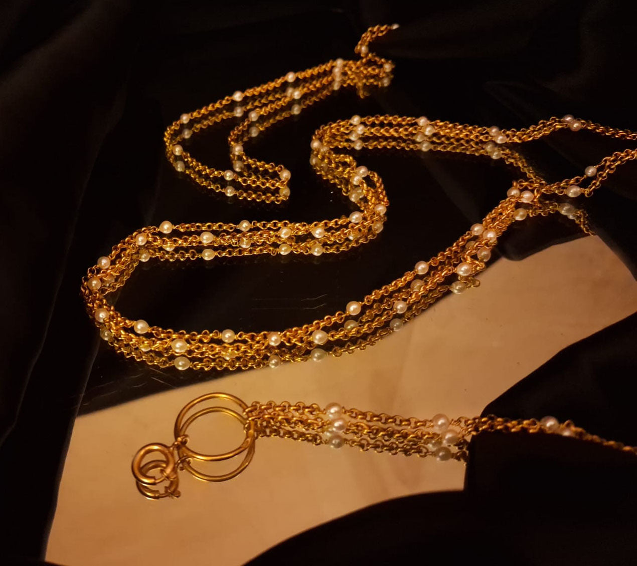 Cordão ouro com Pérolas Ourivesaria Carlos Alberto