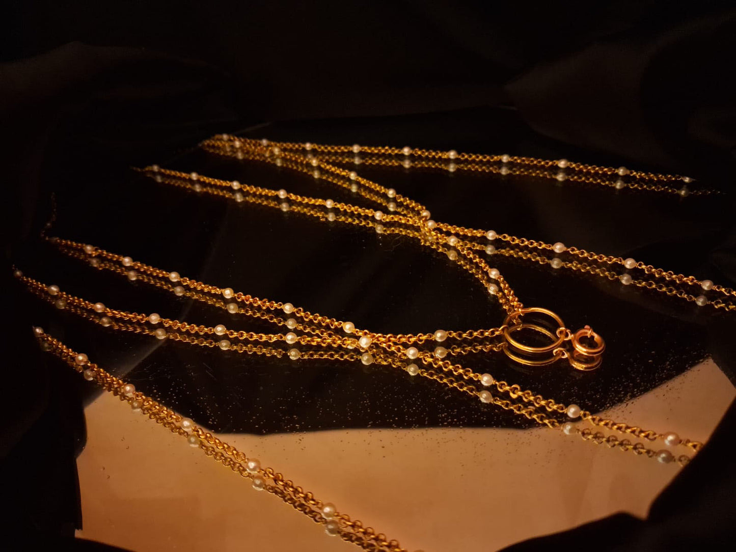 Cordão ouro com Pérolas Ourivesaria Carlos Alberto