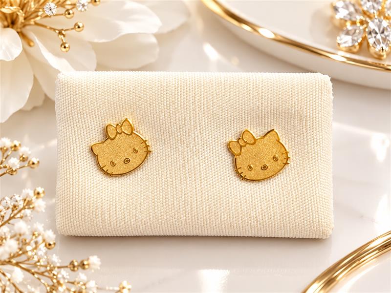 Brincos da Hello Kitty em ouro Ourivesaria Carlos Alberto