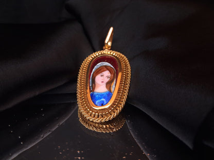 Medalha " limoge" com figura santa Ourivesaria Carlos Alberto