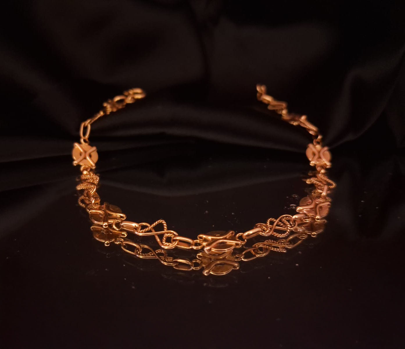 Pulseira elos e chapinhas Ourivesaria Carlos Alberto