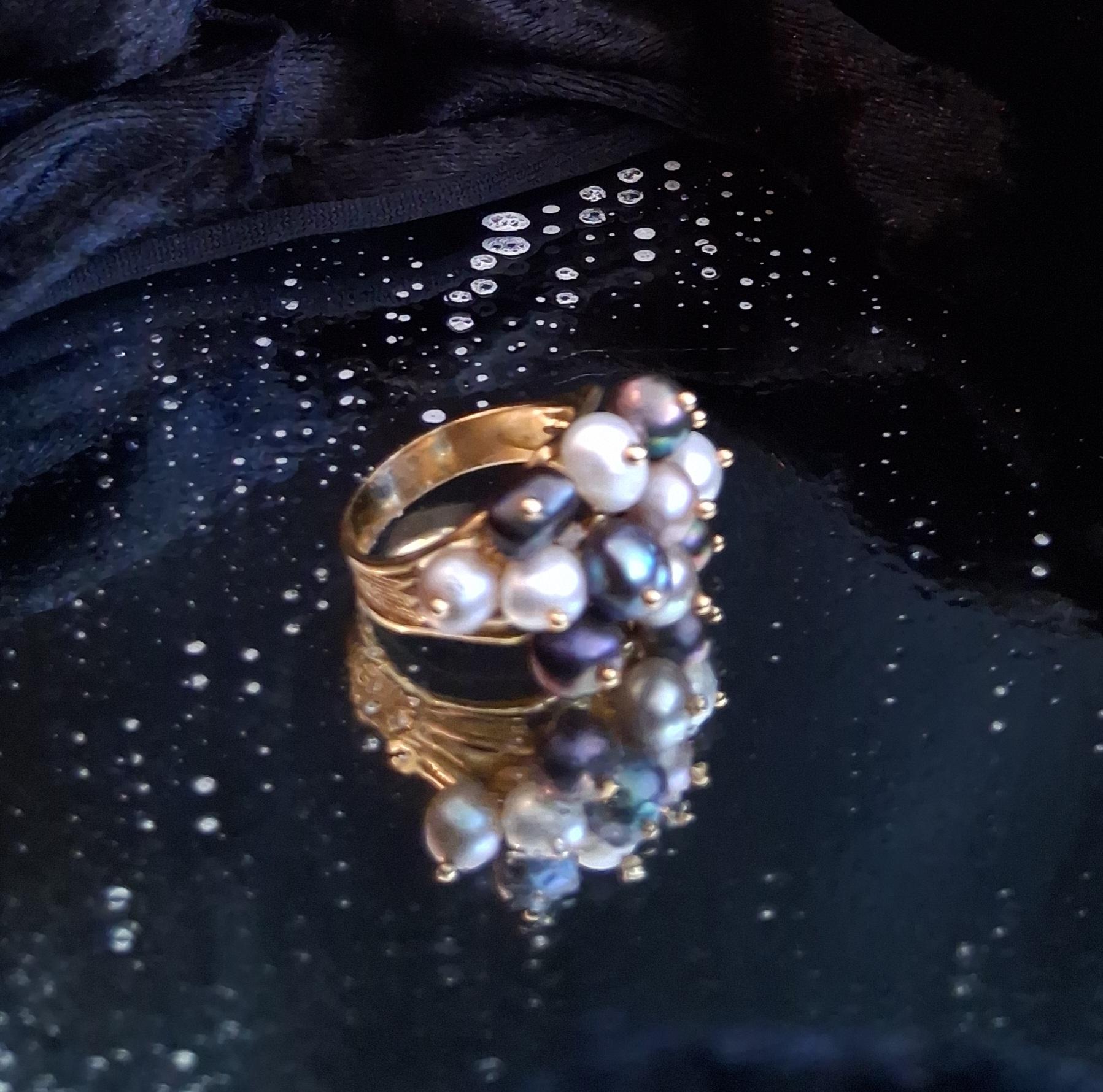 Anel com pérolas de várias cores Ourivesaria Carlos Alberto