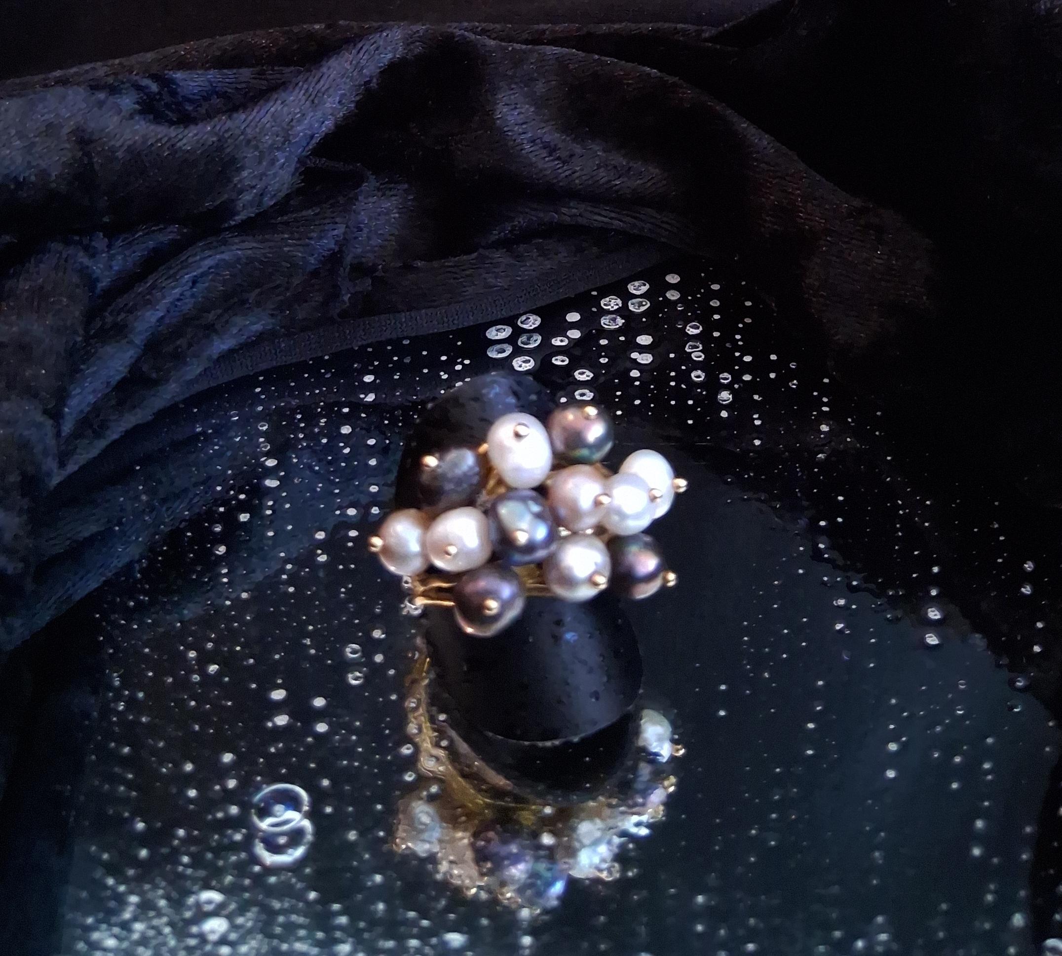 Anel com pérolas de várias cores Ourivesaria Carlos Alberto