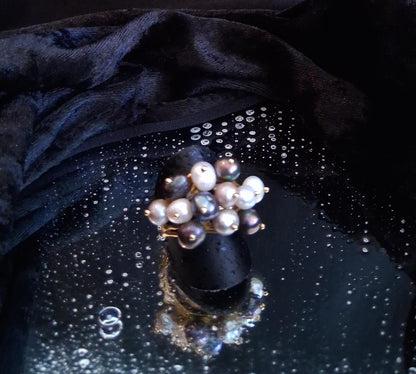 Anel com pérolas de várias cores Ourivesaria Carlos Alberto