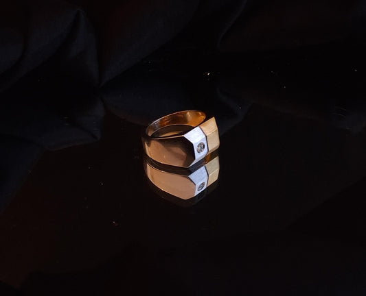 Anel em ouro branco e amarelo com diamante Ourivesaria Carlos Alberto