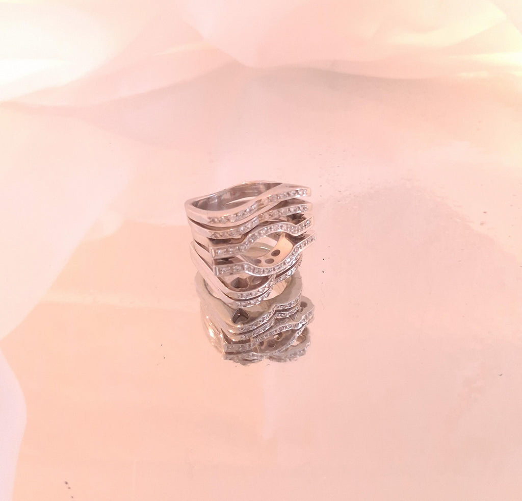 Anel em ouro branco com diamantes Ourivesaria Carlos Alberto