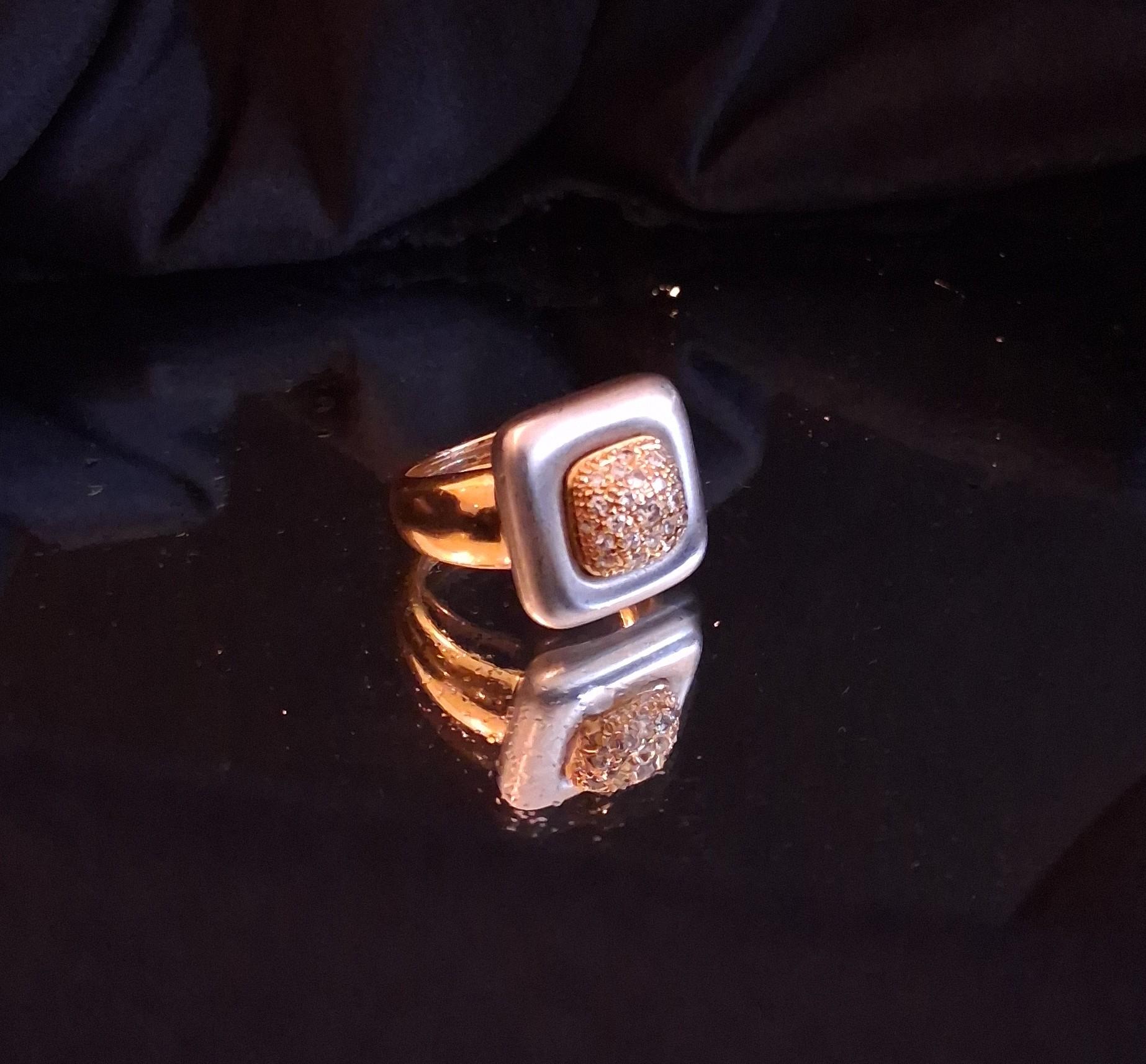Anel ouro amarelo e ouro branco com diamantes Ourivesaria Carlos Alberto