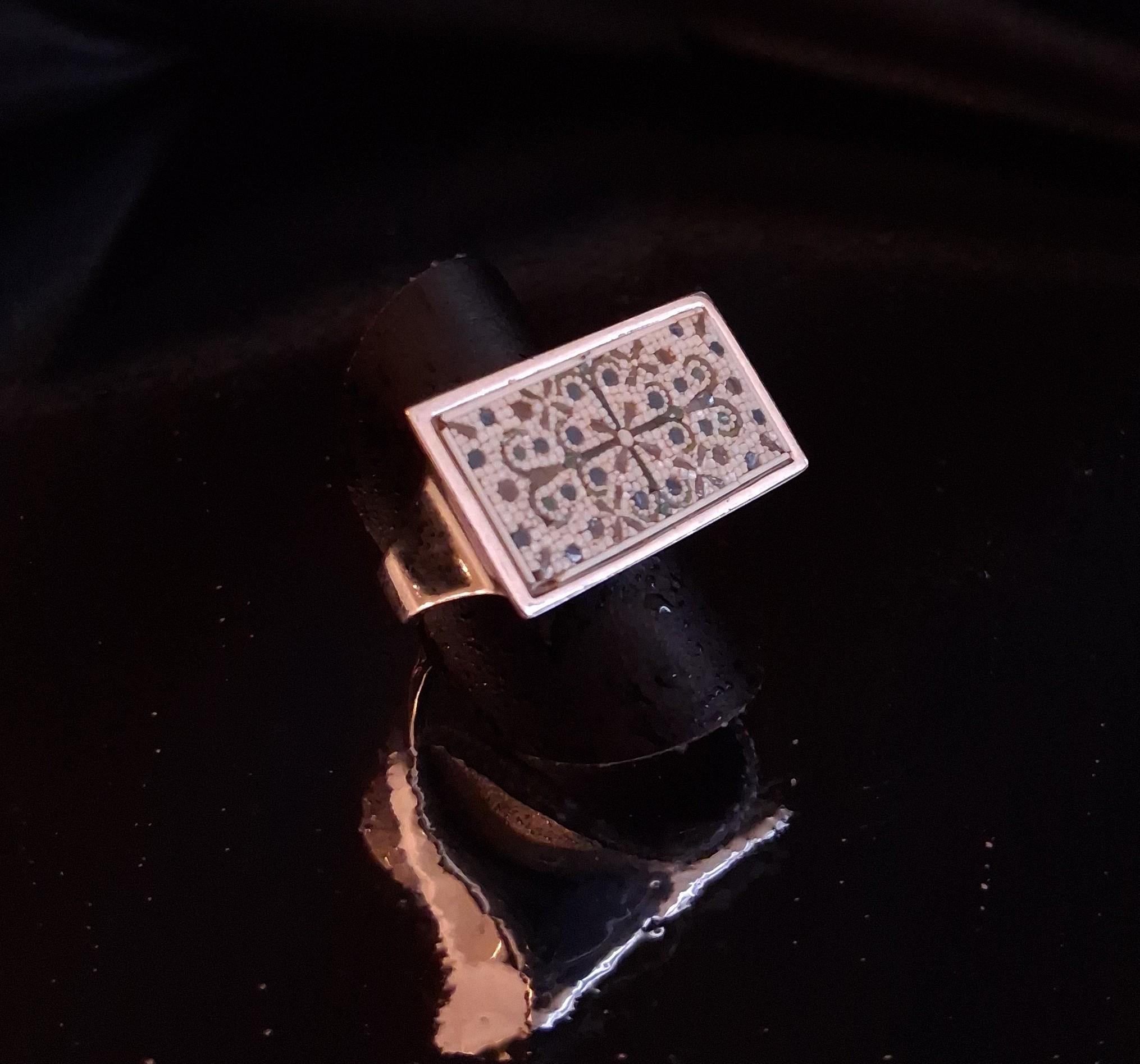 Anel  ouro branco com pedra tipo mosaico Ourivesaria Carlos Alberto