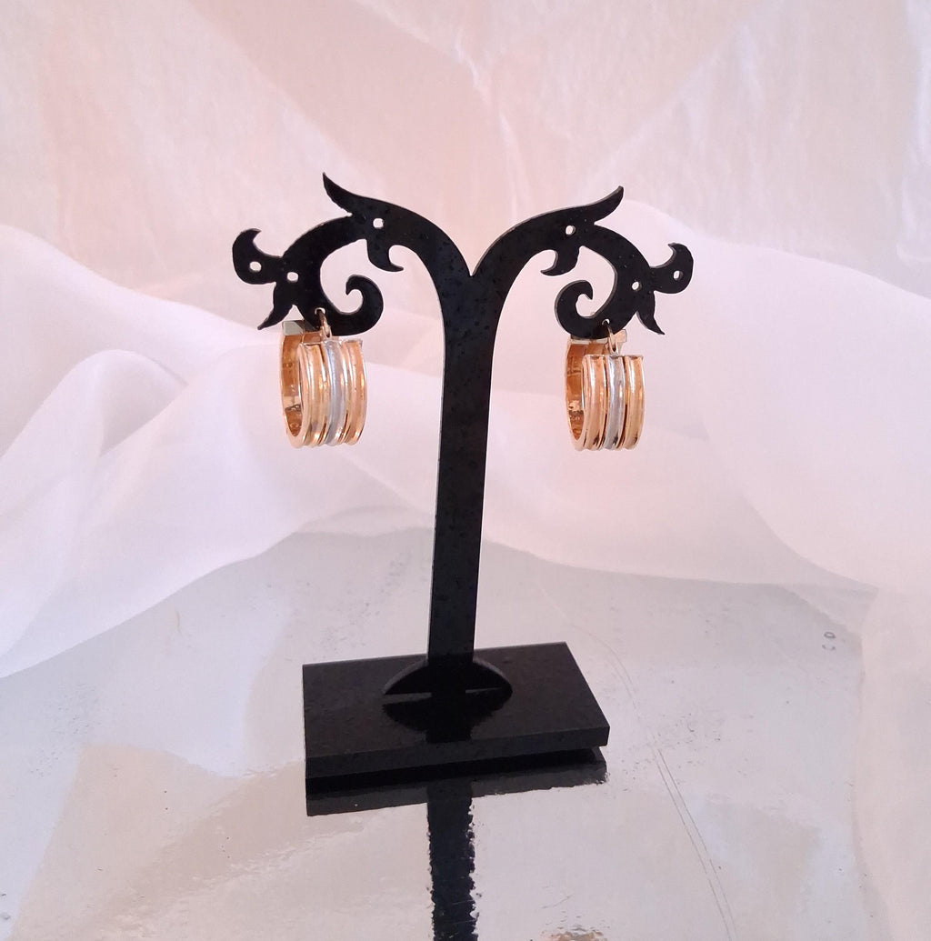 Brincos tipo argolas em ouro amarelo e branco Ourivesaria Carlos Alberto