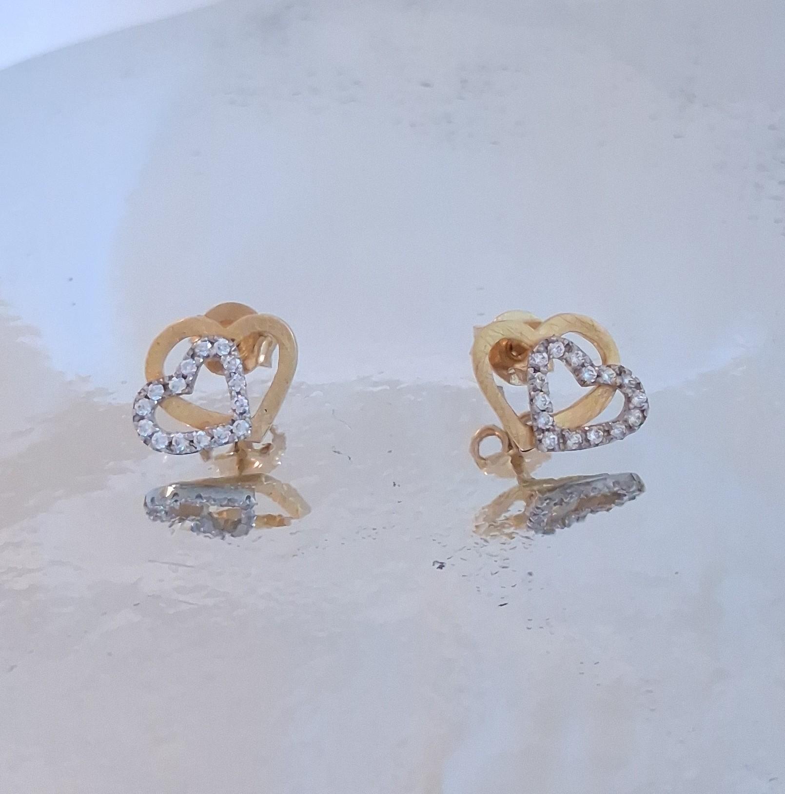 Brincos  ouro branco e amrelo com pedras brancas Ourivesaria Carlos Alberto