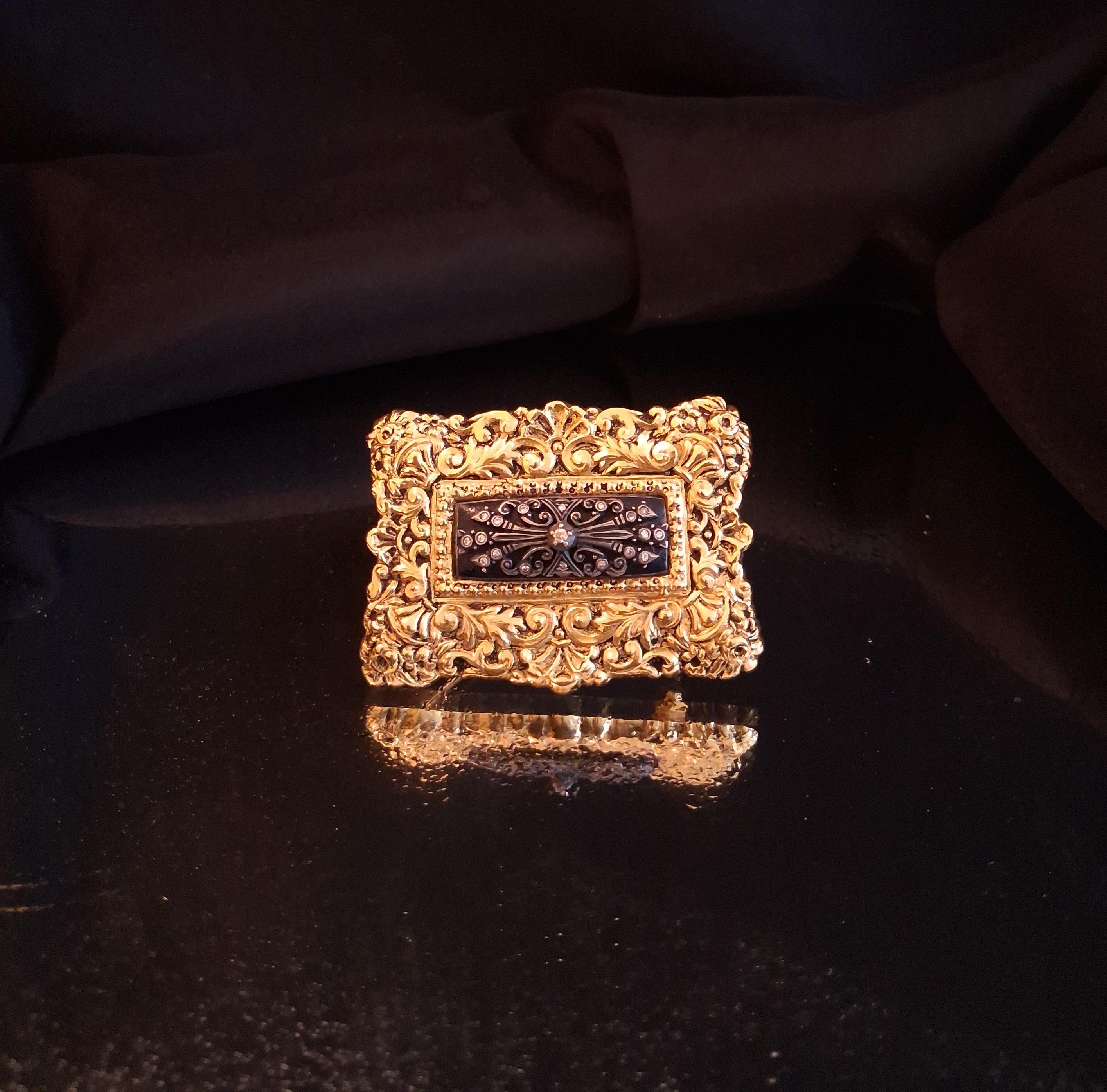 Alfinete ouro e prata c/ diamantes Ourivesaria Carlos Alberto