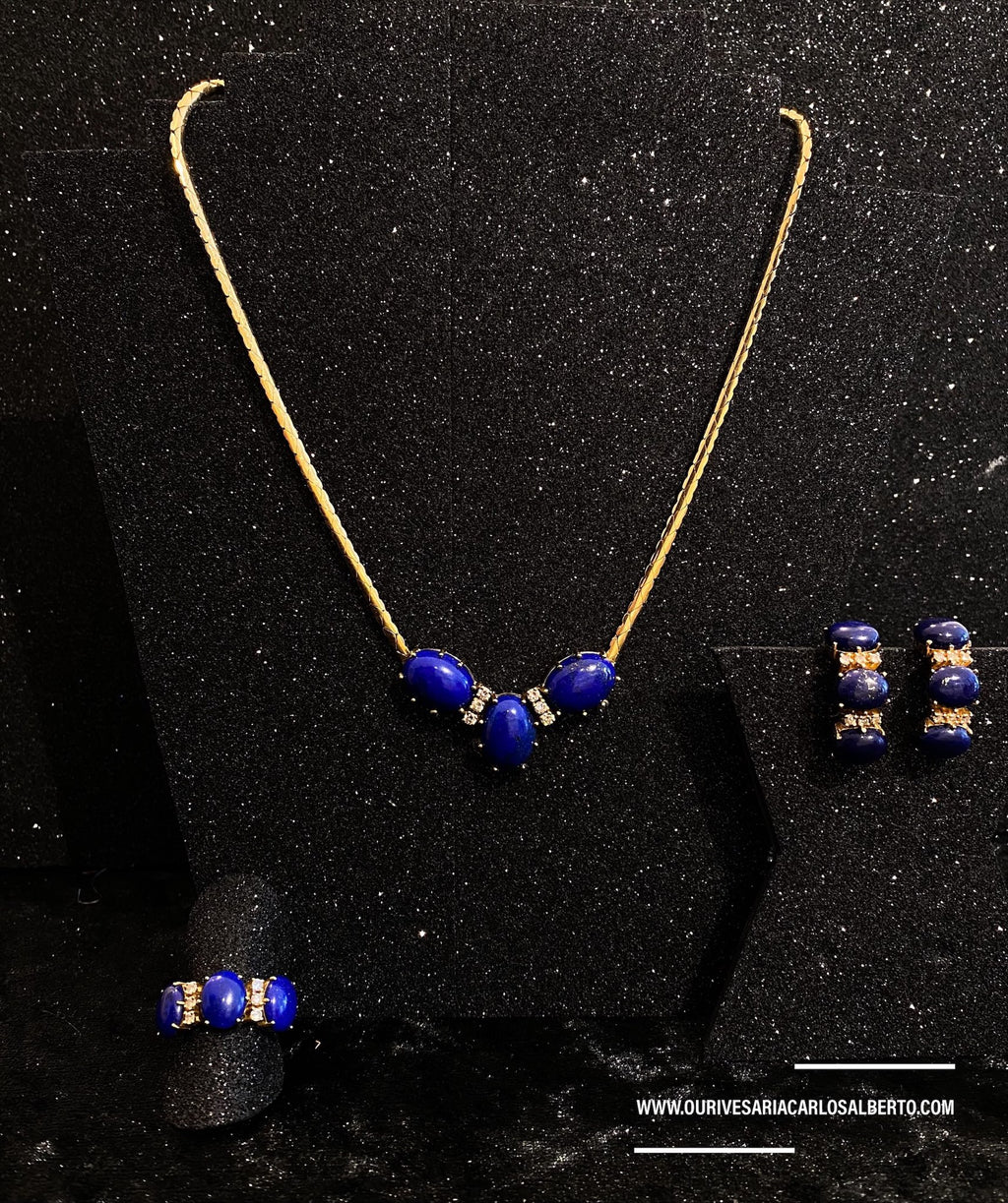 Conjunto lápis-lazúli Ourivesaria Carlos Alberto