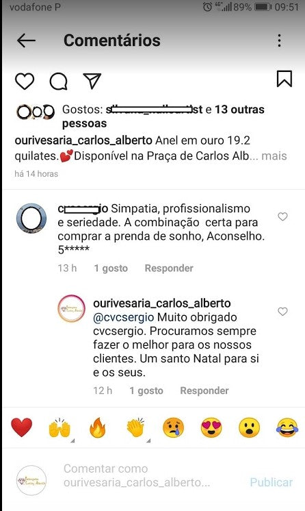 Feedback Ourivesaria Carlos Alberto