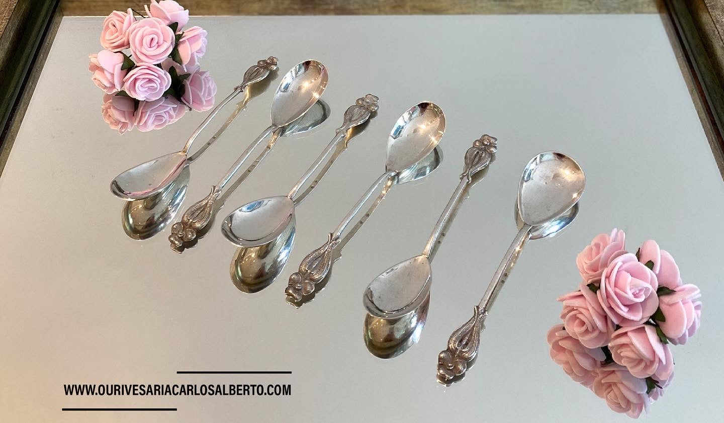 Conjunto de seis colheres em prata Ourivesaria Carlos Alberto