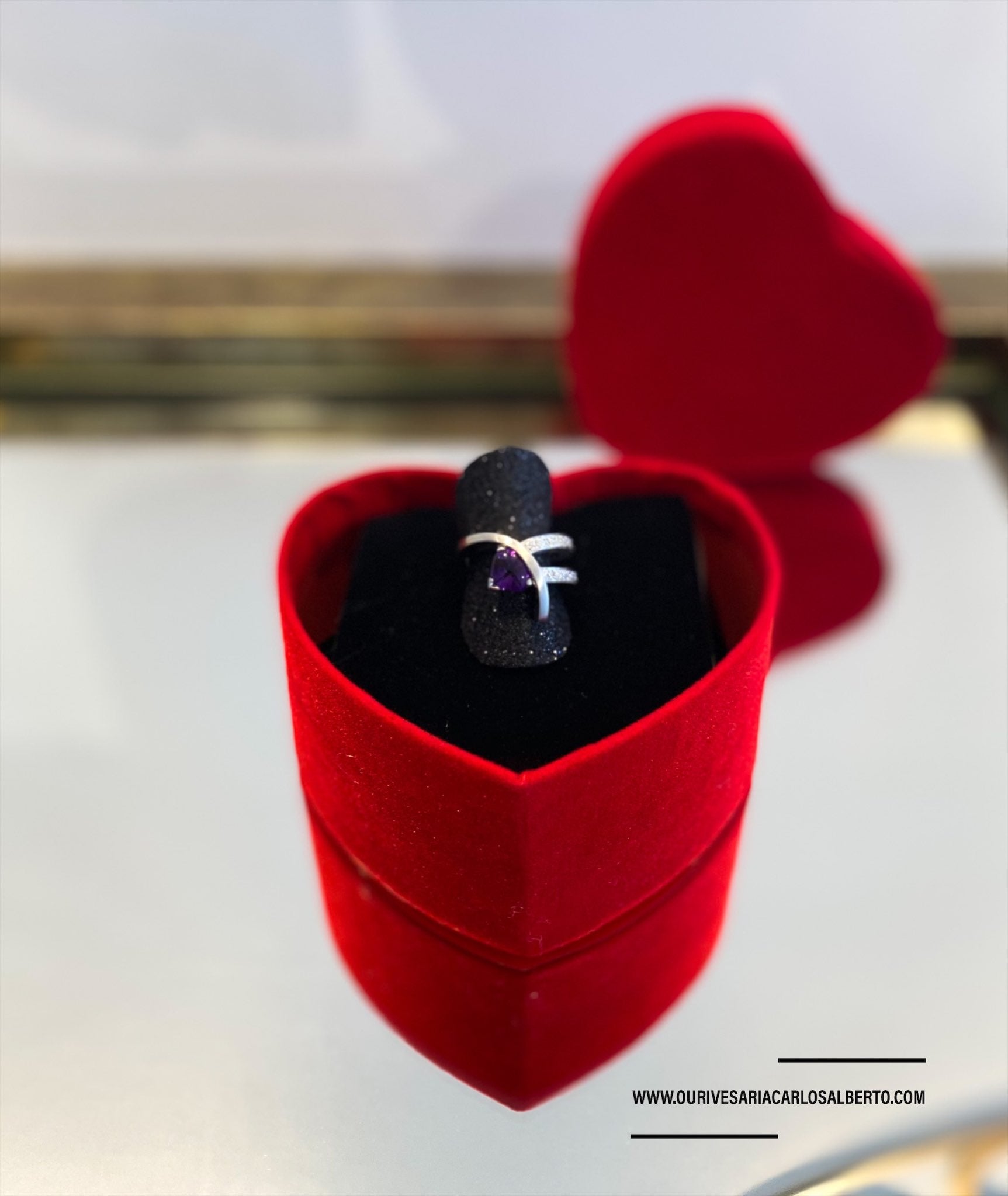 Anel em ouro branco com diamantes Ourivesaria Carlos Alberto